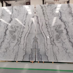 River white marble slabs